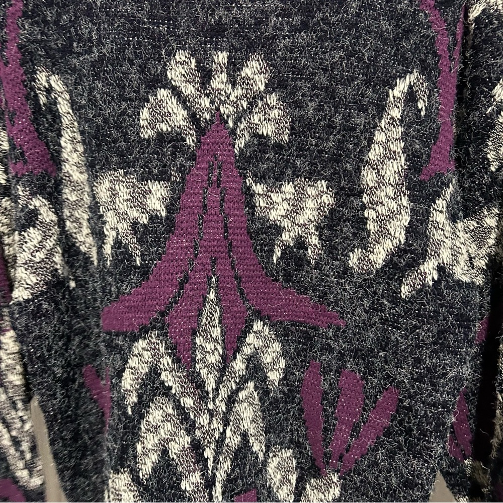 Vintage 80’s Zeppelin Grey & Purple Grandpa Sweater Size M |D60 - Picture 7 of 8
